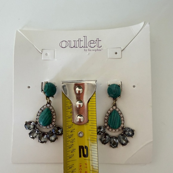 Lia Sophia Teal and Silver Teardrop Earrings - Picture 6 of 8